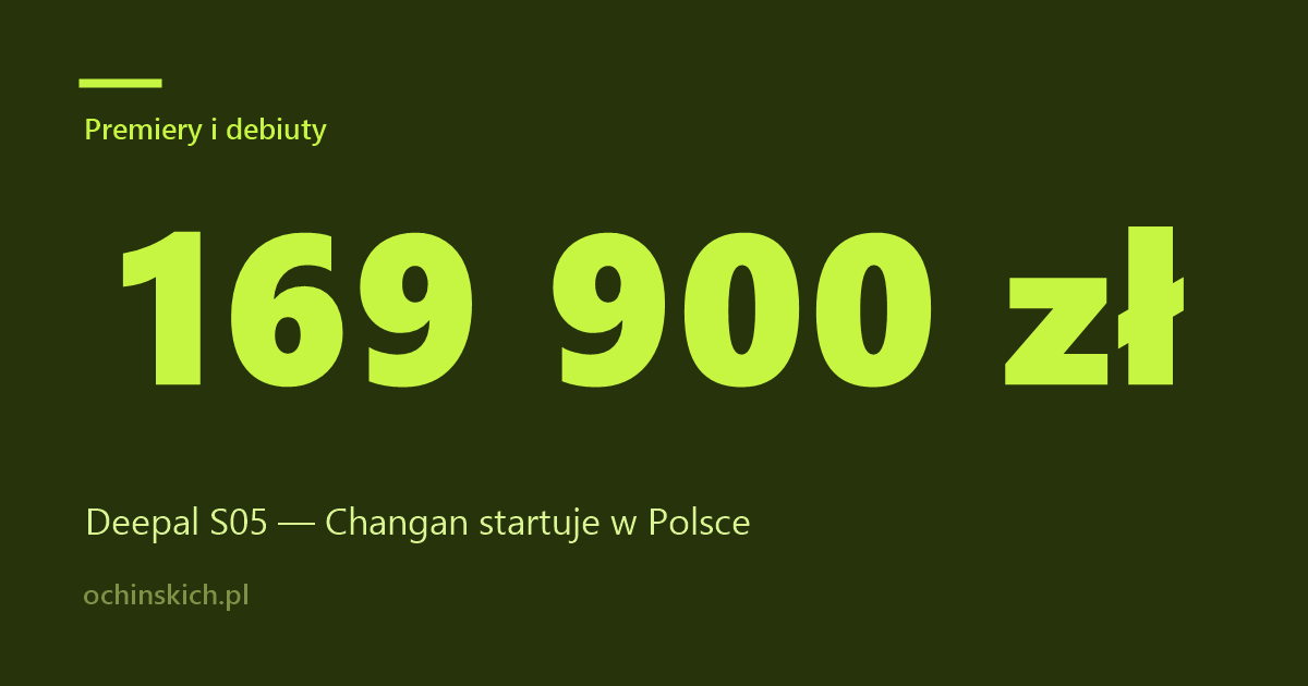 Changan oficjalnie zadebiutował w Polsce. Deepal S05 od 169 900 zł